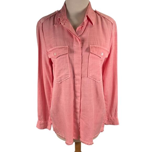 Zara Woman Premium Denim Collection Pink Lyocell Button-Down Shirt Size Medium - Picture 12 of 12